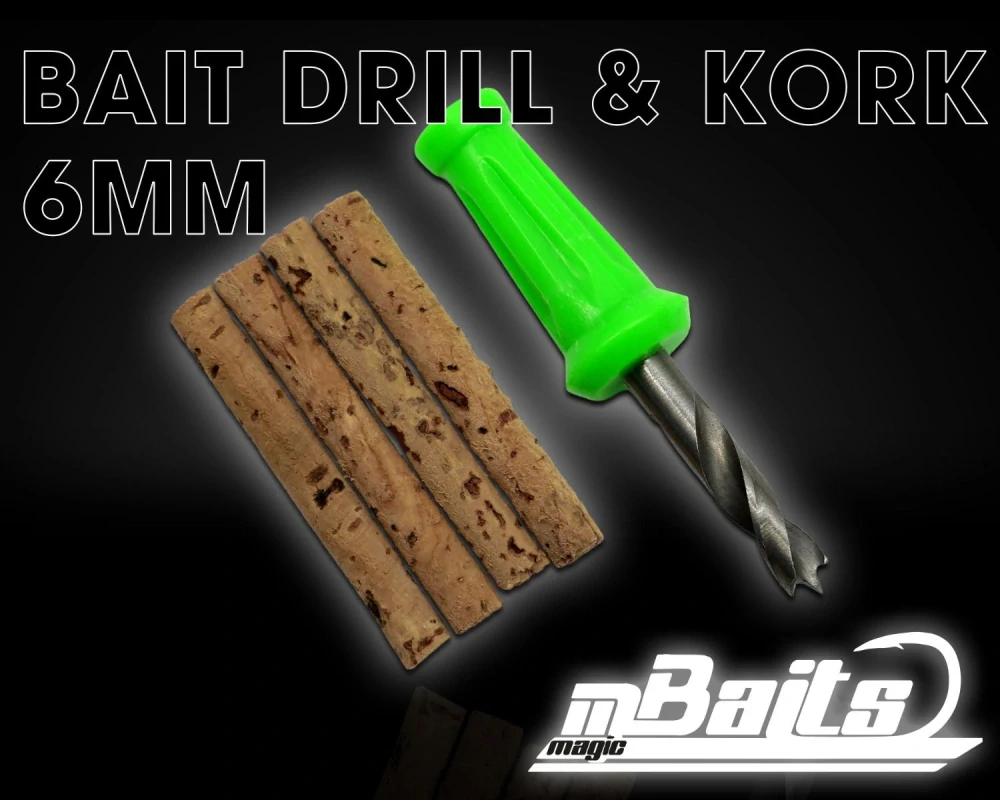 Vrták na návnady 6 mm s korkovými tyčinkami