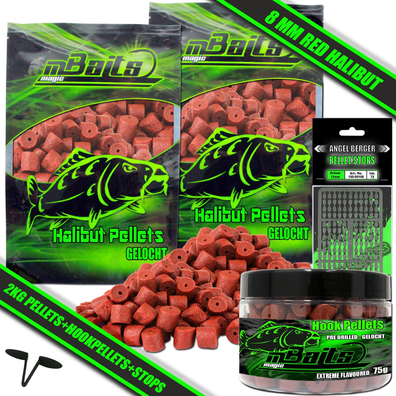 Set pelet červený halibut